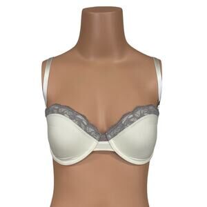 Calvin Klein Perfectly Fit Multiway Bra Sz 32D Ivory Lace Pushup Strapless
